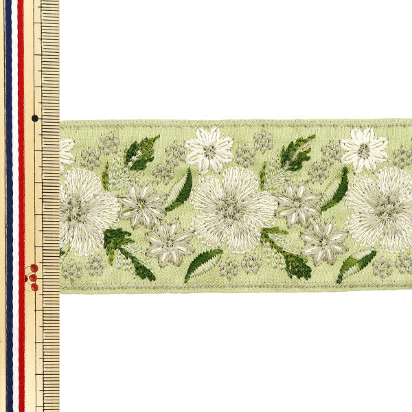 【数量5から】 手芸ブレード 『インド刺繍ブレード 約5.5cm幅 グリーン M-642M』