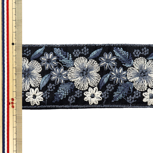 【数量5から】 手芸ブレード 『インド刺繍ブレード 約5.5cm幅 ブラック M-642T』