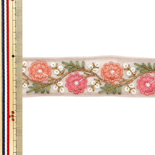 【数量5から】 手芸ブレード 『インド刺繍ブレード 約3.5cm幅 ピンク M-699B』