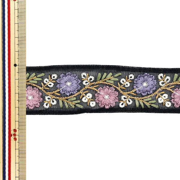 【数量5から】 手芸ブレード 『インド刺繍ブレード 約3.5cm幅 ブラック M-699J』