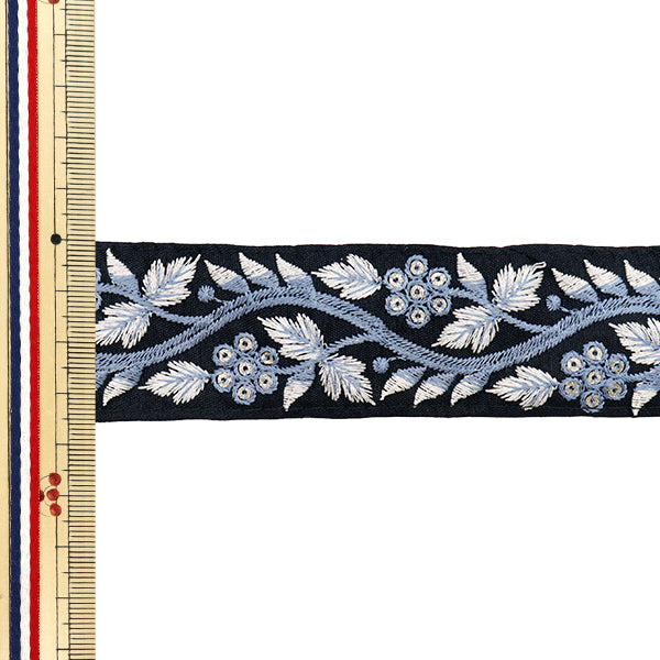 【数量5から】 手芸ブレード 『インド刺繍ブレード 約3.5cm幅 ブラック M-715』