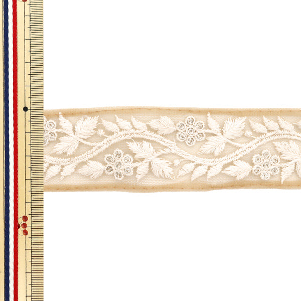 【数量5から】 手芸ブレード 『インド刺繍ブレード 約3.5cm幅 ベージュ M-715』