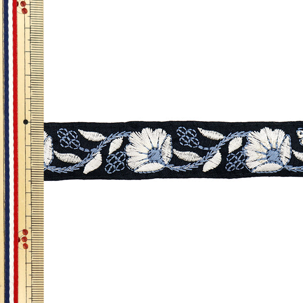 【数量5から】 手芸ブレード 『インド刺繍ブレード 約2.5cm幅 ブラック M-716』