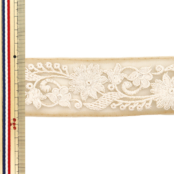 【数量5から】 手芸ブレード 『インド刺繍ブレード 約4.5cm幅 ベージュ M-723』