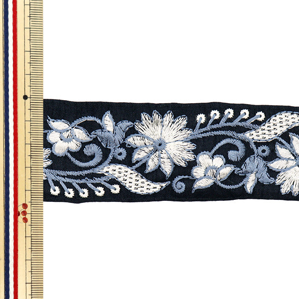 【数量5から】 手芸ブレード 『インド刺繍ブレード 約4.5cm幅 ブラック M-723』