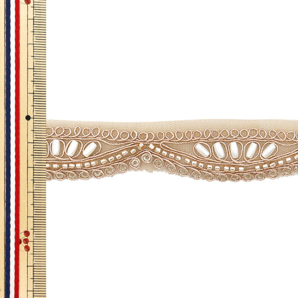 【数量5から】 手芸ブレード 『インド刺繍ブレード 約2.5cm幅 ピンクゴールド M-1125A』