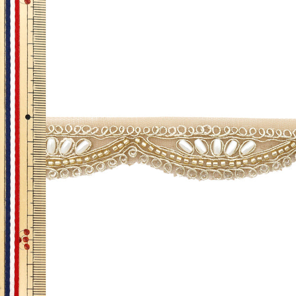 【数量5から】 手芸ブレード 『インド刺繍ブレード 約2.5cm幅 ゴールド M-1125B』