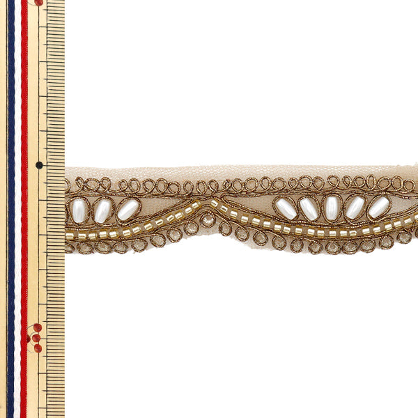 【数量5から】 手芸ブレード 『インド刺繍ブレード 約2.5cm幅 ブロンズ M-1125F』