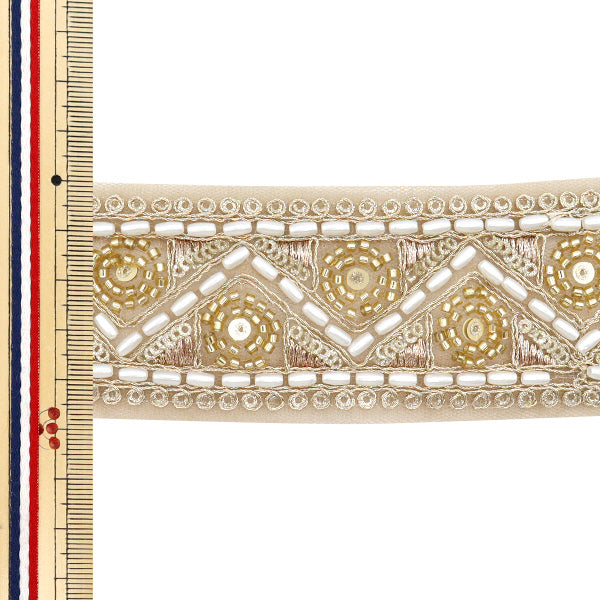 【数量5から】 手芸ブレード 『インド刺繍ブレード 約4.8cm幅 ゴールド M-1131B』