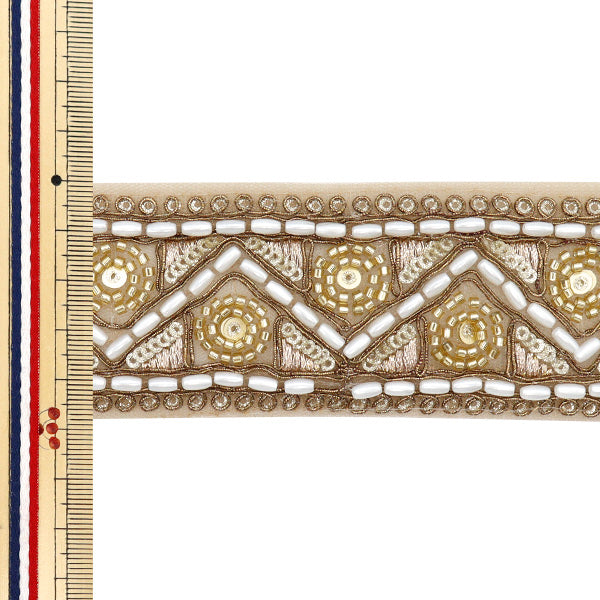 【数量5から】 手芸ブレード 『インド刺繍ブレード 約4.8cm幅 ブロンズ M-1131F』