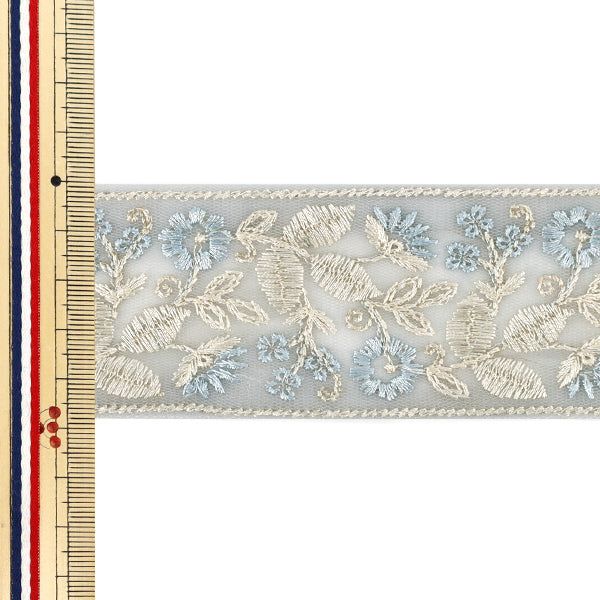 【数量5から】 手芸ブレード 『2023インド刺繍ブレード 約4.8cm幅 グレー M-7#2』