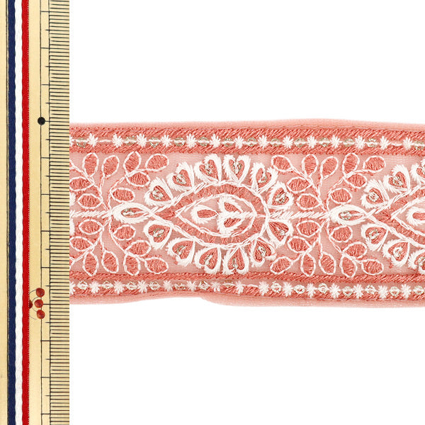 【数量5から】 手芸ブレード 『2025 インド刺繍ブレード 約5cm幅 ピンク M-1285J』