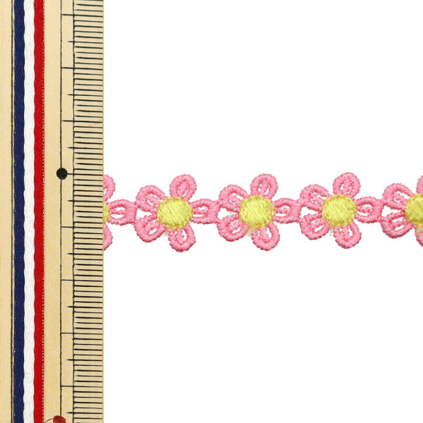 【数量5から】 手芸ブレード 『レースブレード ピンク×イエロー ISY-6-24-69』