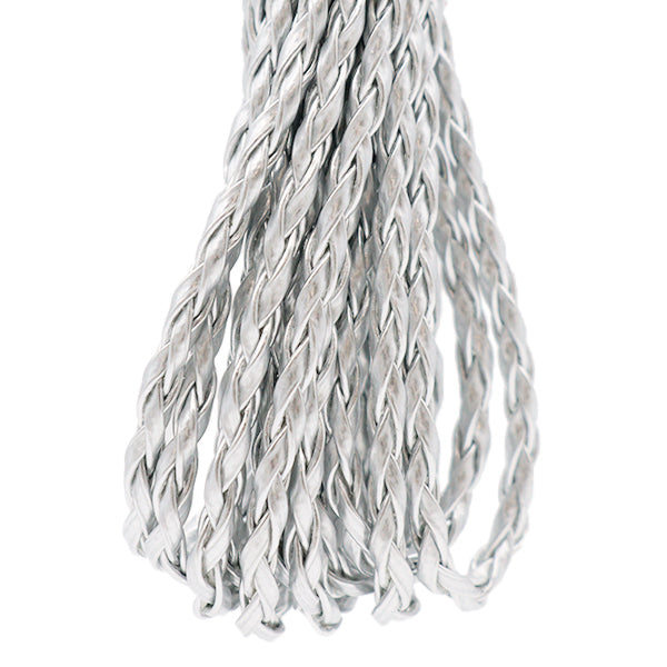 Cinta artesanal "cinta de cuero sintético trenzada, aproximadamente 2 mm de ancho x 3m enrollado, plateado KPU-05SV"