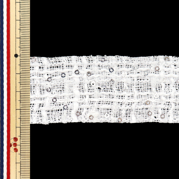 Cinta de artesanía "ancho eleganciaTweedGrid de cinta aprox. 38 mm x 1m White Het-001"