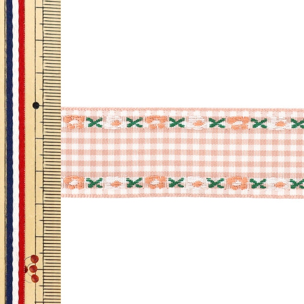 【数量5から】 手芸テープ 『チェックチロリアンテープ 幅約27mm 4番色 K252T-YAN4』