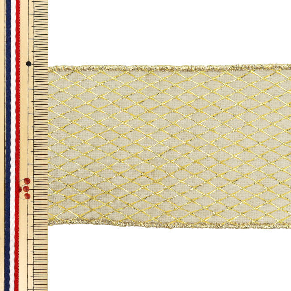 【数量5から】 リボン 『メッシュベルベット 約6.5cm幅 ゴールド 19番色 9325』 AOYAMARIBBON 青山リボン