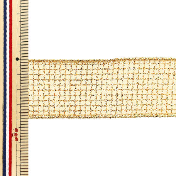 【数量5から】 リボン 『グリッタースクエア 約3.8cm幅 ゴールド 19番色 9336』 AOYAMARIBBON 青山リボン