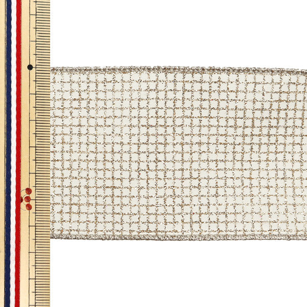 【数量5から】 リボン 『グリッタースクエア 約6.5cm幅 ホワイト 2番色 9333』 AOYAMARIBBON 青山リボン