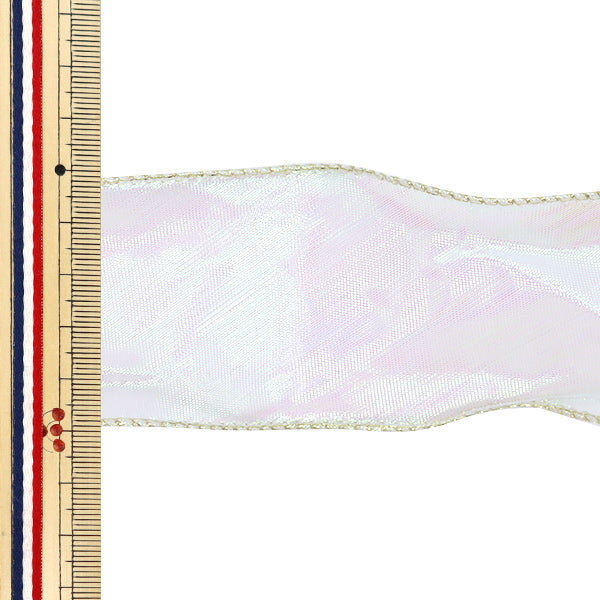 Лента "Aurora Organza лента, золотой край, ширина 5 см x длина 2,3 м, белый ORT-60G" KIYOHARA