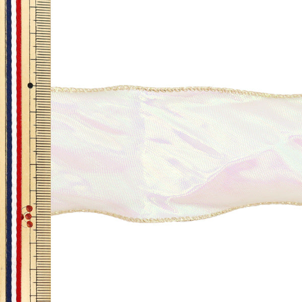 Лента "Aurora Organza лента, золотой край, ширина 5 см x длина 2,3 м, Kiiro Ort-60G" KIYOHARA