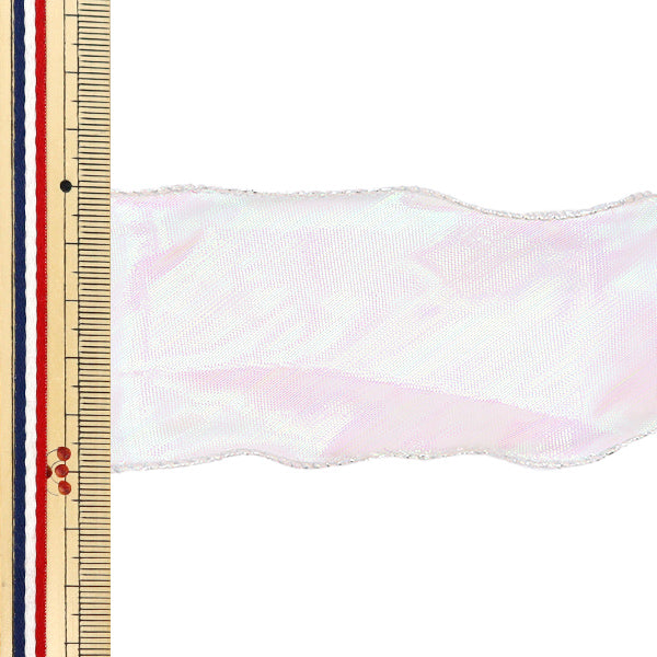 Лента "Aurora Organza Ribbon Silver Edge 5 см в ширину x 2,3 м в розовом орте-60" KIYOHARA