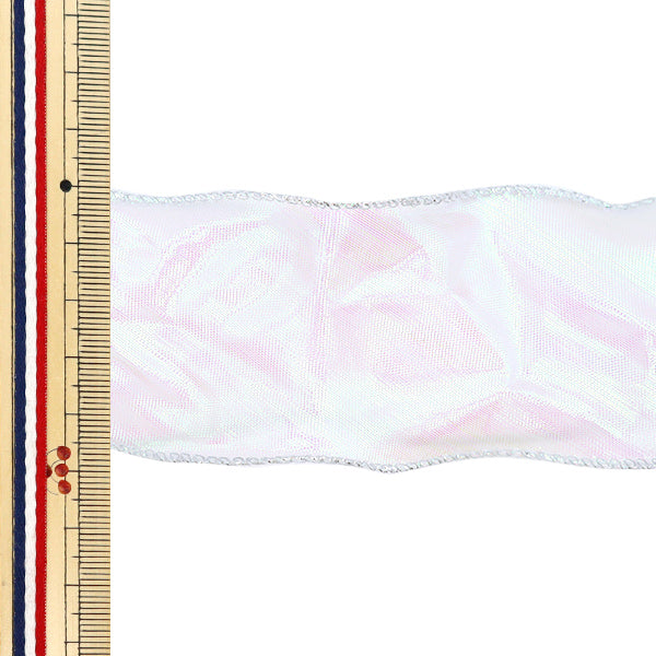 리본 "Aurora Organza 리본 실버 엣지 5cm 너비 x 2.3m 길이 흰색 ORT-60S" KIYOHARA