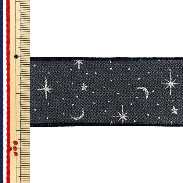 Cinta "Impresión oganza"Cinta Noche estrellada aprox. 38 mm de ancho x 3m de largo yrc2509-38"