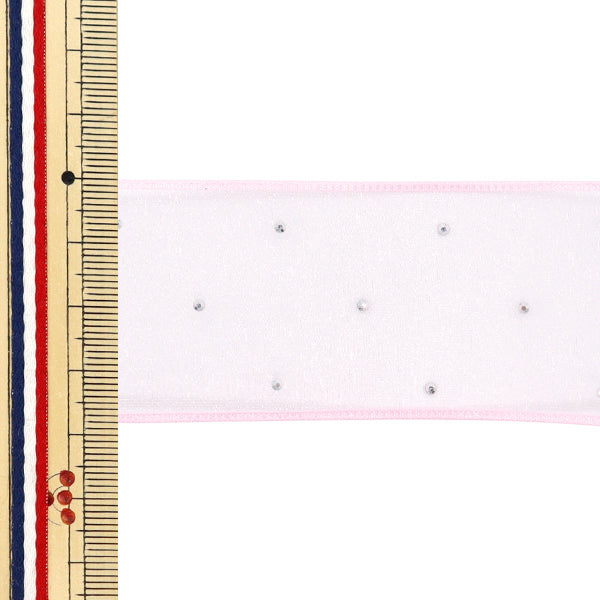 리본 "Rhinestone Organza 리본, 약 38mm 너비 x 3m 길이, 분홍색 yrc2521-38"