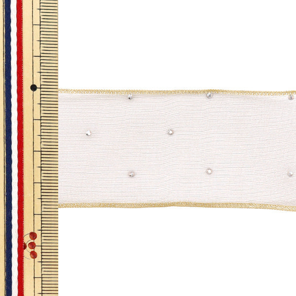 리본 "Rhinestone Organza 리본, 약 38mm 너비의 x 3m 길이, 베이지 yrc2521-38"