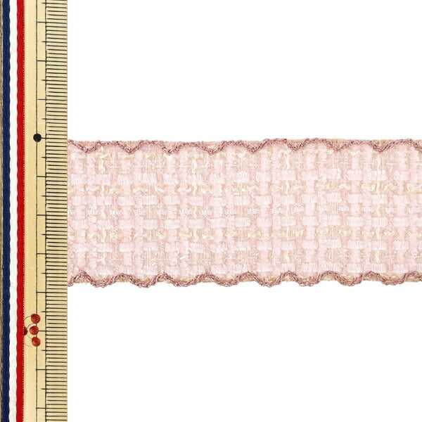 Ruban {NamamiTweedBande 2025 Env. Largeur 38mm x Longueur 2m Rose YRC2528-38"