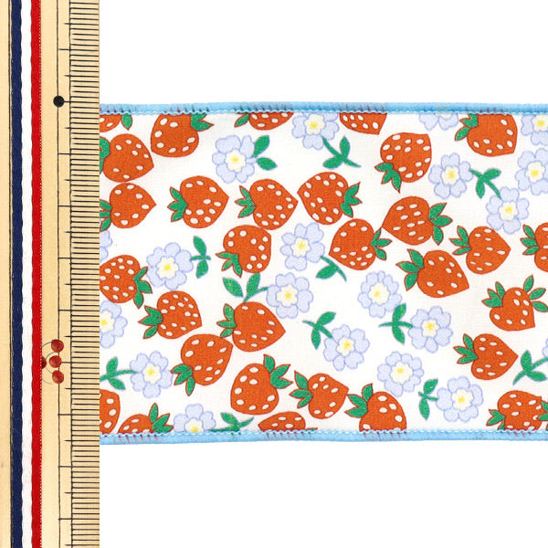 【数量5から】 リボン 『ストロベリープリントリボン 約6.5cm 1番色 K251T-TPY1』