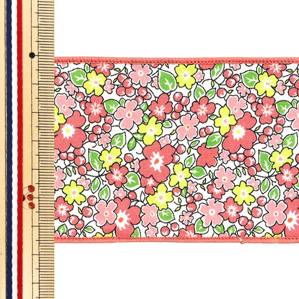 【数量5から】 リボン 『フラワープリントリボン 約6.5cm 1番色 K251T-TPY3』