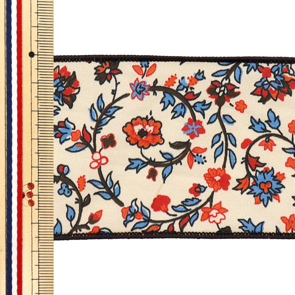 【数量5から】 リボン 『フラワープリントリボン 約6.5cm 1番色 K251T-TPY7』