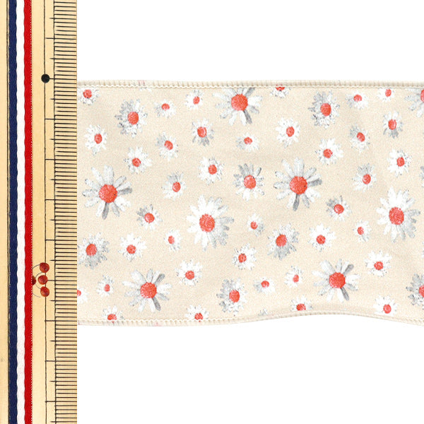 【数量5から】 リボン 『フラワープリントリボン 約6.5cm 2番色 K251T-TPY11』