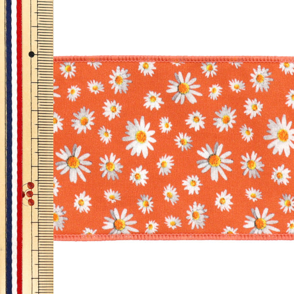 【数量5から】 リボン 『フラワープリントリボン 約6.5cm 3番色 K251T-TPY11』