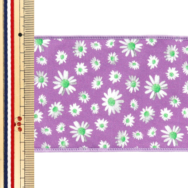 【数量5から】 リボン 『フラワープリントリボン 約6.5cm 7番色 K251T-TPY11』