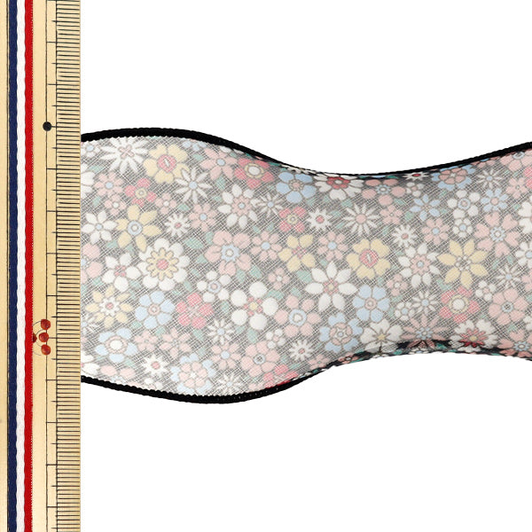 【数量5から】 リボン 『フラワープリントオーガンジーリボン 幅約65mm 4番色 K252T-TPY7』