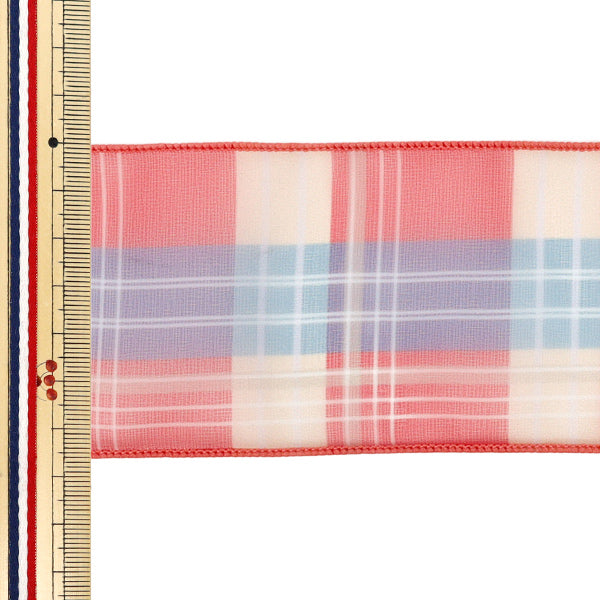 【数量5から】 リボン 『オーガンジーチェックリボン 幅約65mm 6番色 K252T-TPY11』