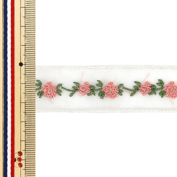 【数量5から】 リボン 『エンブロイダリーフラワーリボン 約25mm幅 2番色 K252T-STD1』