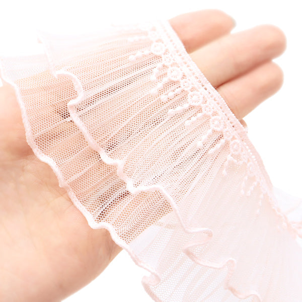 【数量5から】 フリルリボンテープ 『プリーズチュールフリル 約60mm幅 ピンク FR2348』