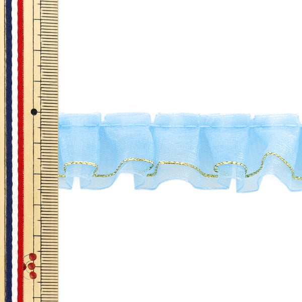 【数量5から】 フリルリボン 『Wレースフリル 約2.5cm幅 ライトブルー FR2306』