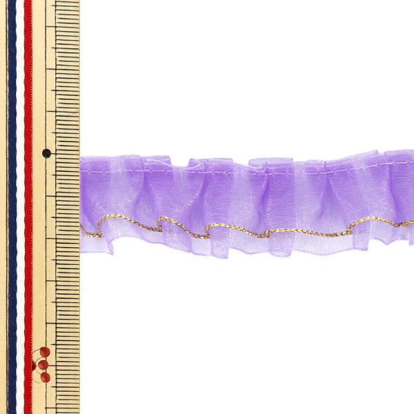 【数量5から】 フリルリボン 『Wレースフリル 約2.5cm幅 パープル FR2306』