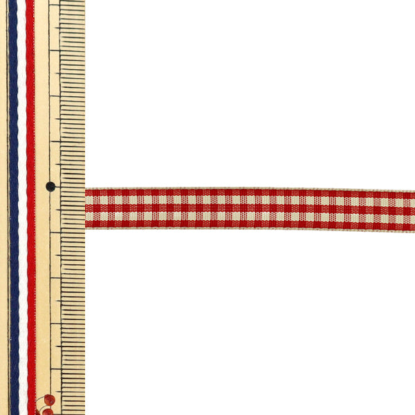 【数量5から】 リボン 『チェックタフタリボン 約9mm幅 134番色 UR-3800』