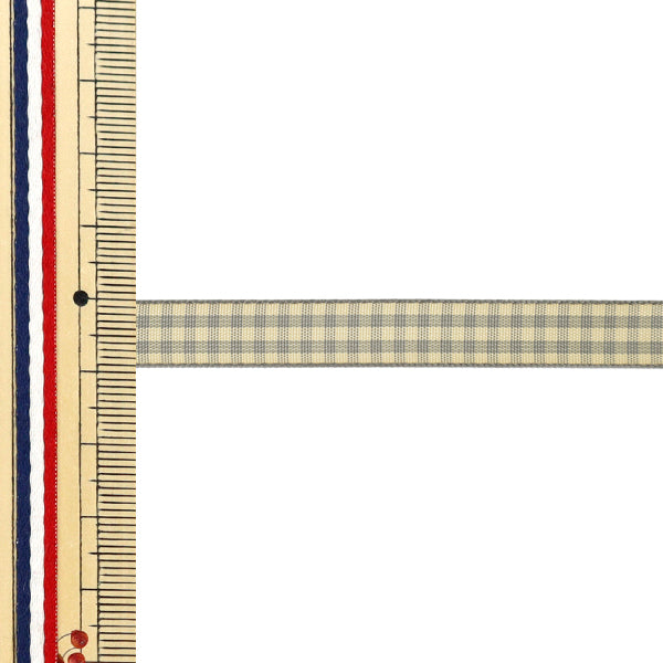 【数量5から】 リボン 『チェックタフタリボン 約9mm幅 137番色 UR-3800』