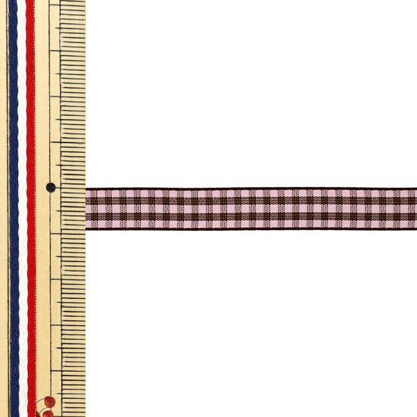 【数量5から】 リボン 『チェックタフタリボン 約9mm幅 163番色 UR-3800』
