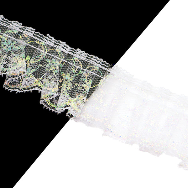 【数量5から】 レース 『ラッセルフリル 幅約3.3cm 白 03415Y-01』