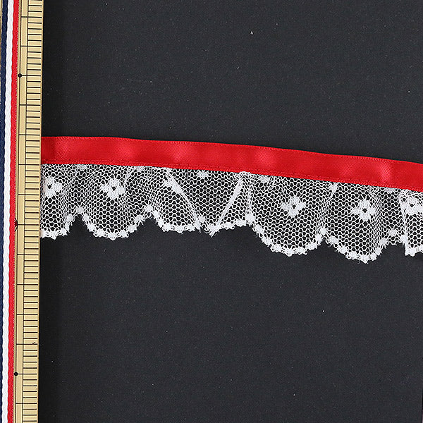 【数量5から】 レースリボンテープ 『レース 赤 029574 K250 チープレース』