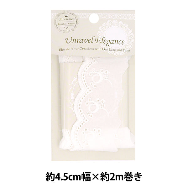 carreraCintaCinta "encaje de algodón de aproximadamente 4.5 cm de ancho x 2m blanco enrollado BCL-03"