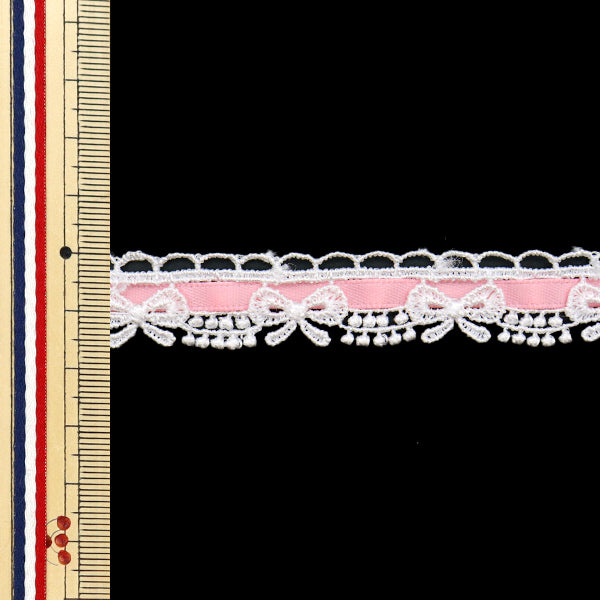 【数量5から】 ケミカルレース 『ケミカルリボンレース 約1.5cm幅 ライトピンク FR2408』